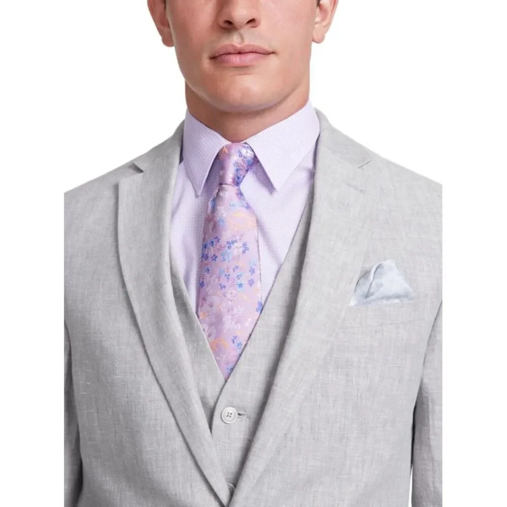 Bar III Mens Slim-Fit Linen Two Button Suit Jacket 42 Short Grey Blazer NWT $360